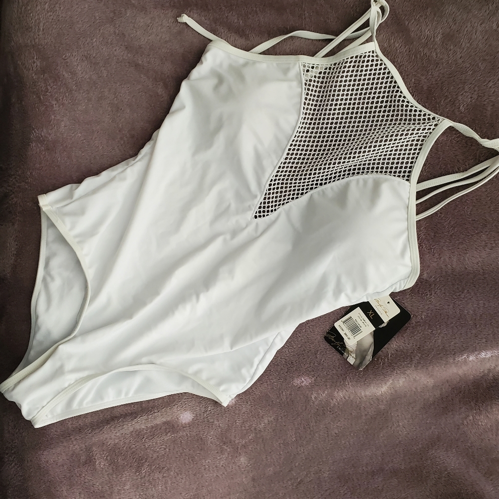 White one piece bathing suit XL